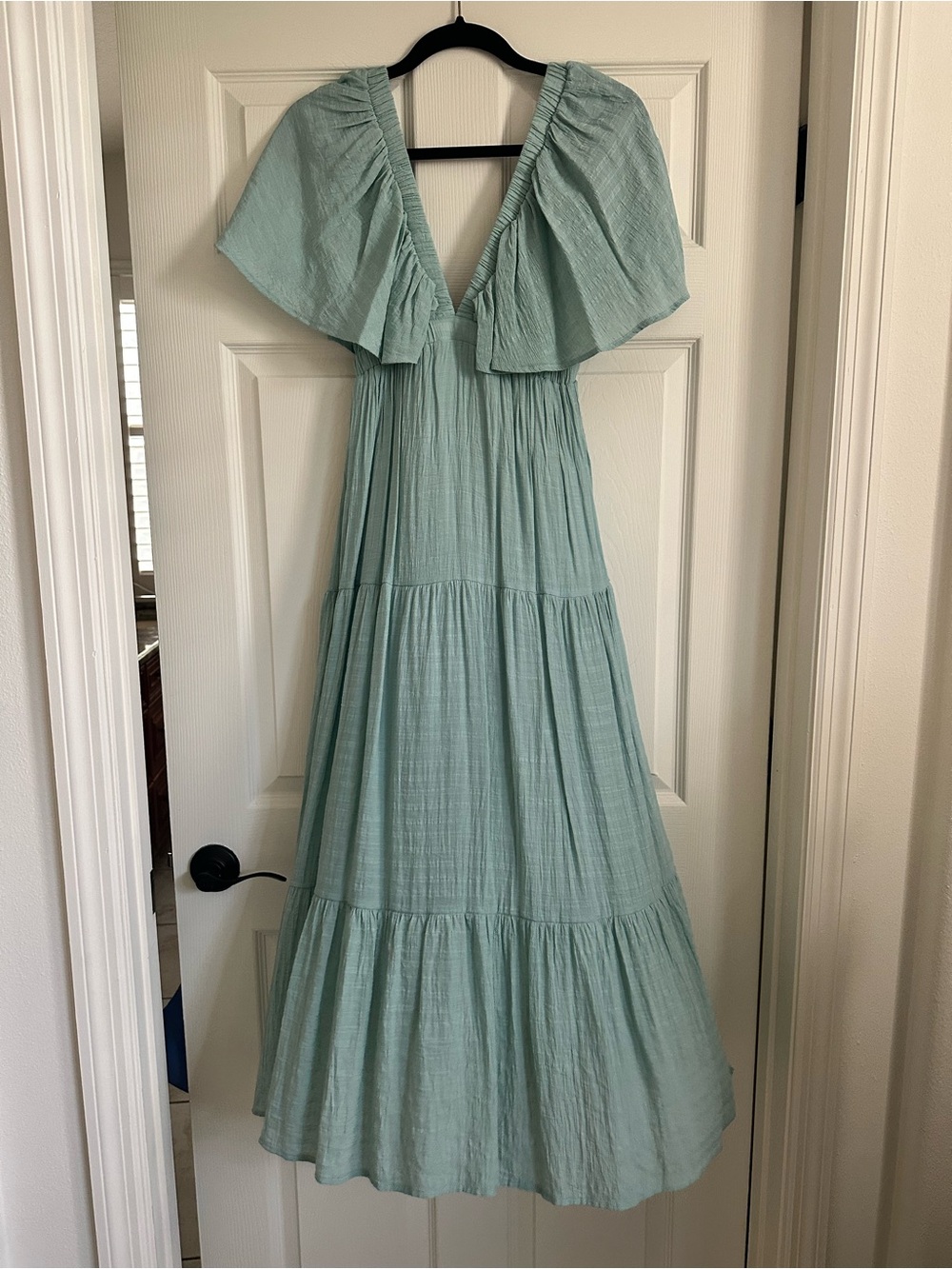 Altar'd State Seafoam Maxi Dress with Flutter Capes